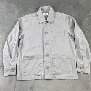 Five Four Luka Men M Grey Cotton Twill Chore Utility Jacket Long Sleeve Military